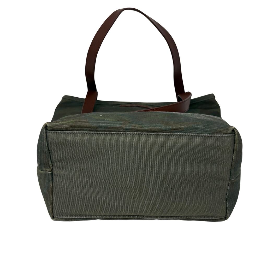 Orvis Camo Canvas Tote Bag Leather Trim Travel Casual Military Moto Army - Picture 4 of 10